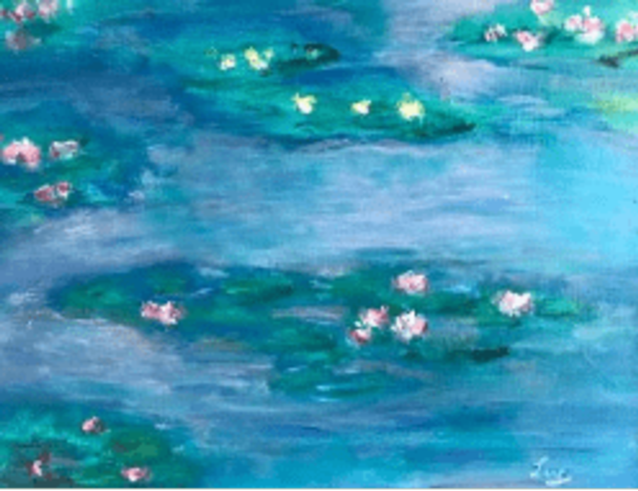 Martha R. Lang - Oil Paintings - Lily Pads On Lake 