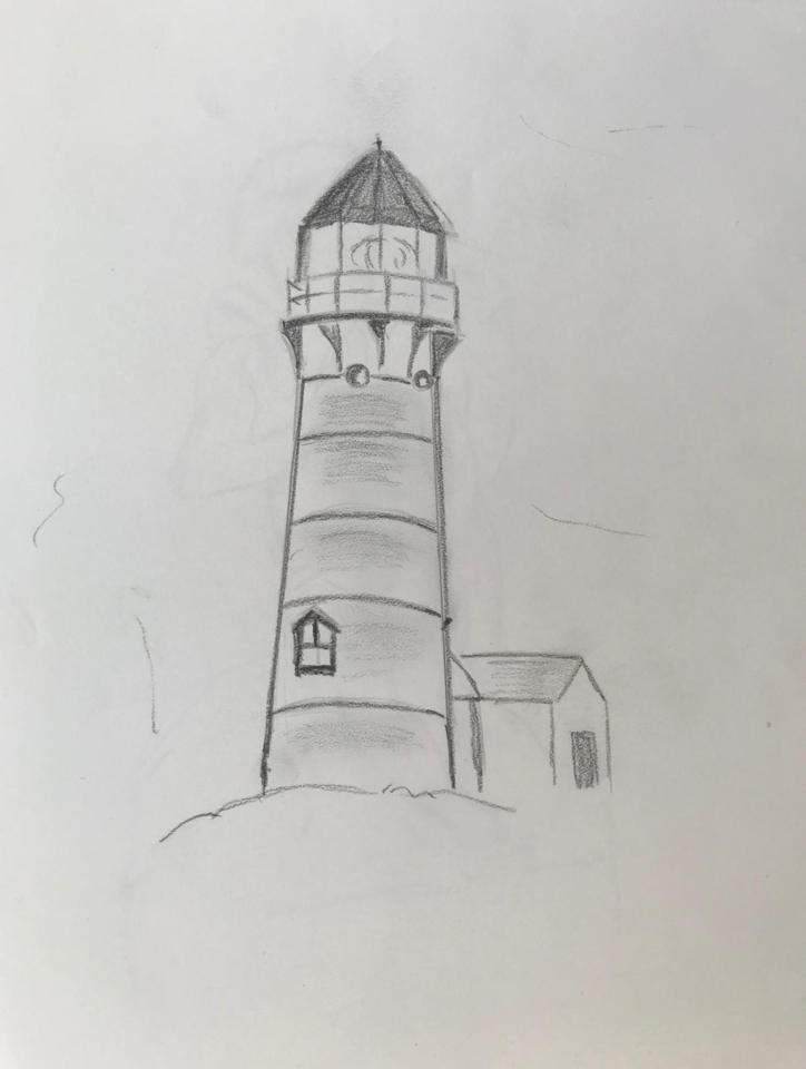 Martha R. Lang - Sketches - A  Lighthouse