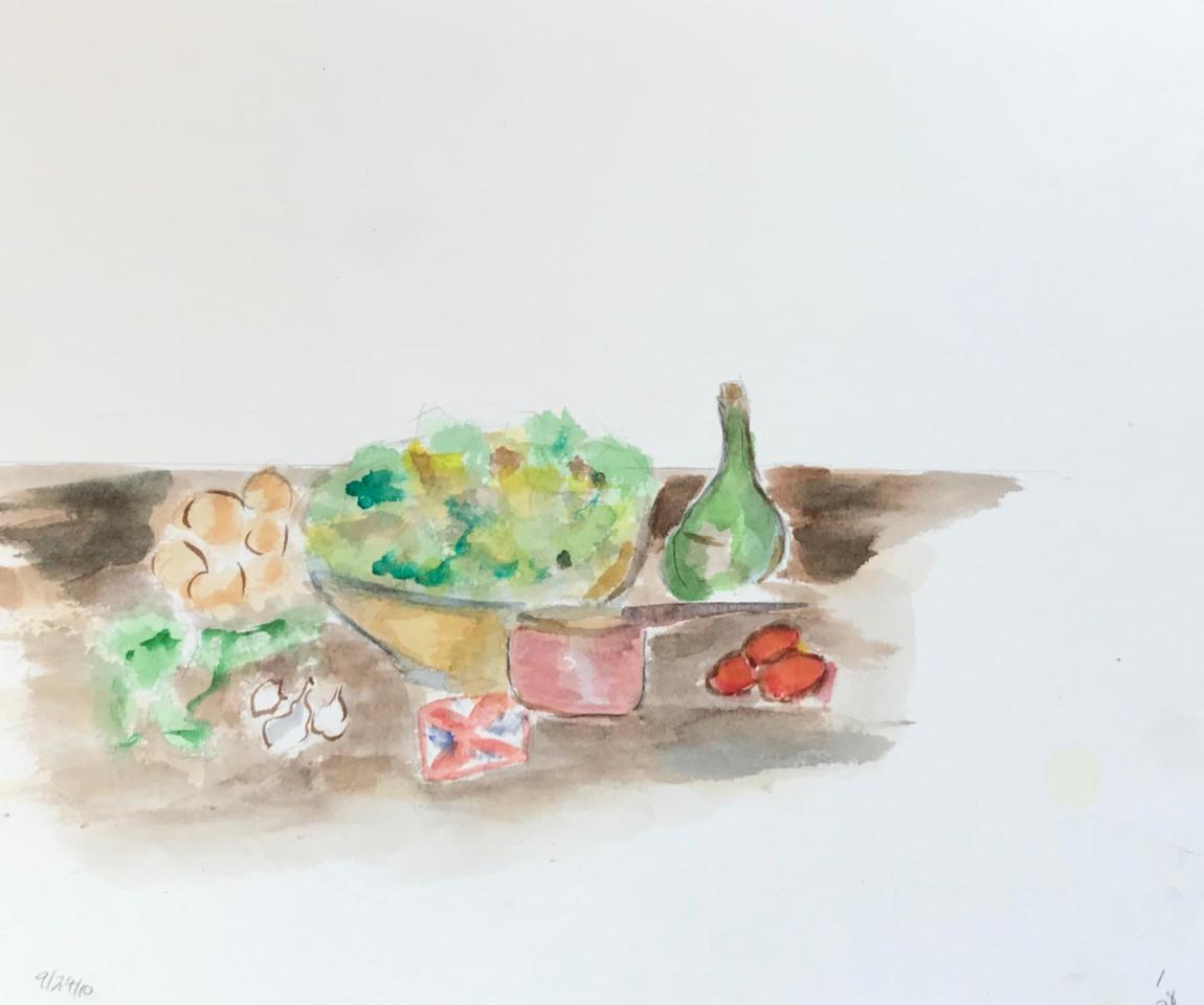 Martha R. Lang - Watercolors - Salad on Table