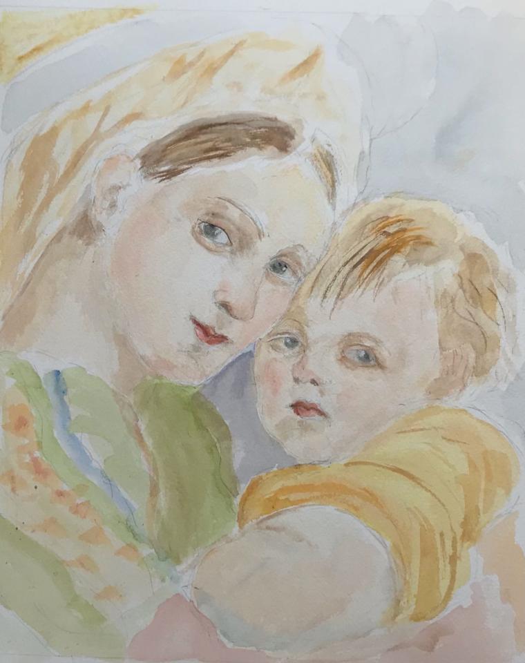 Martha R. Lang - Watercolors - Mother and Child