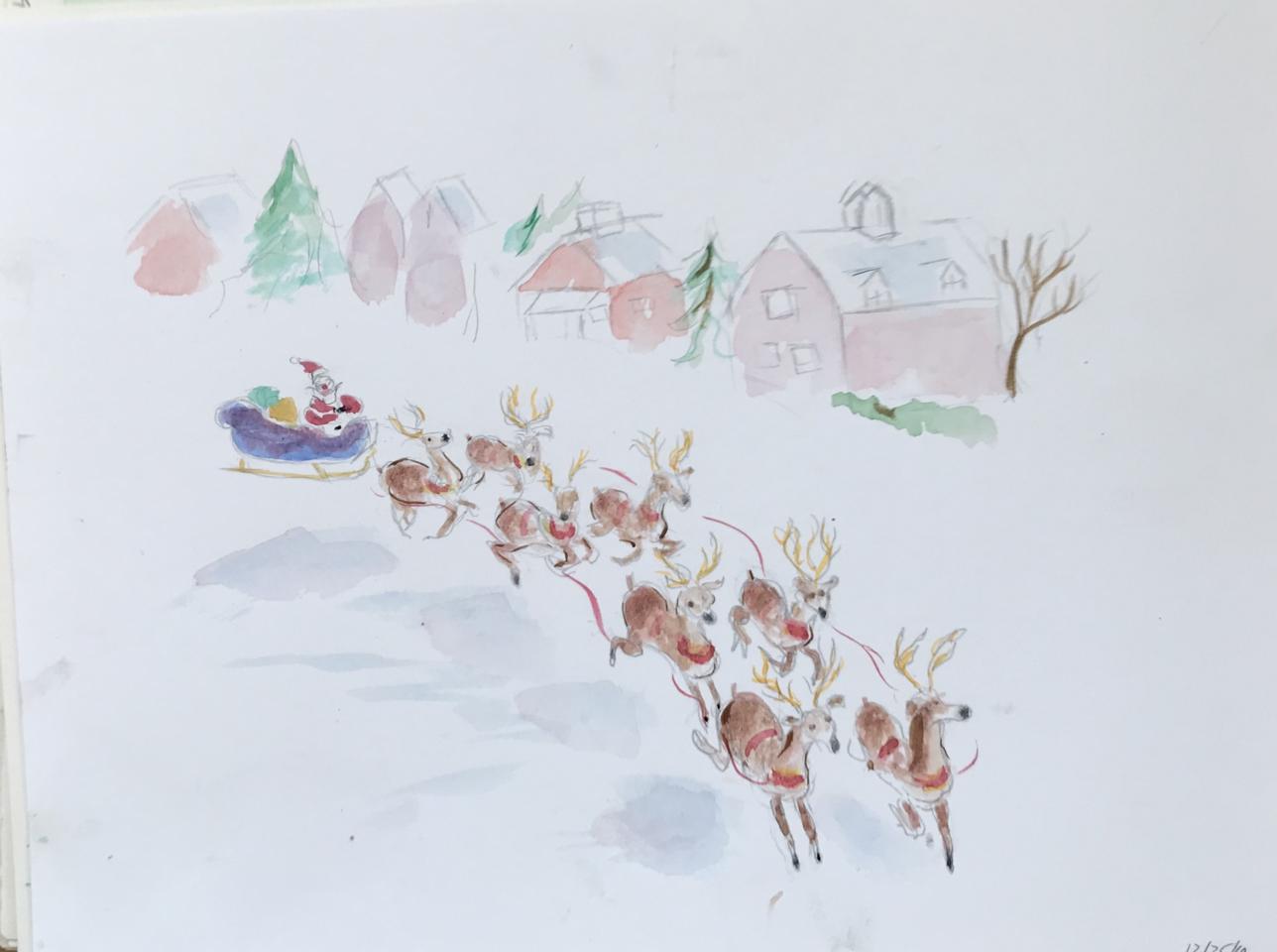 Martha R. Lang - Watercolors - Santa