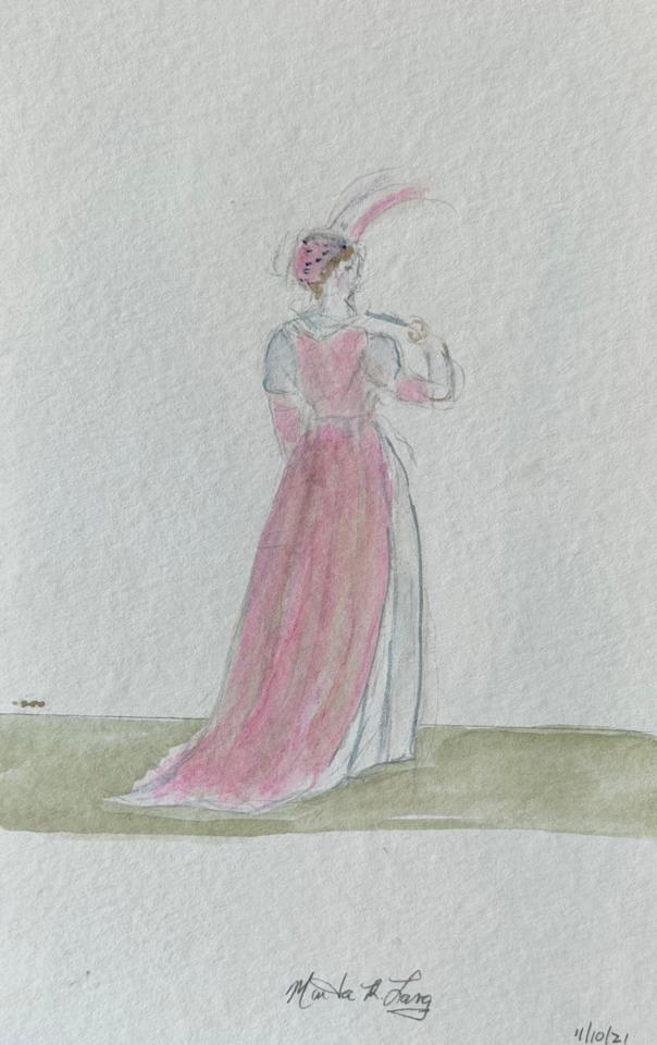 Martha R. Lang - Watercolors - Lady in Pink Dress