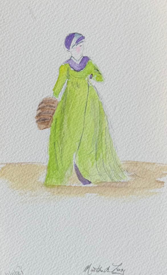 Martha R. Lang - Watercolors - Lady in Lime Green Dress