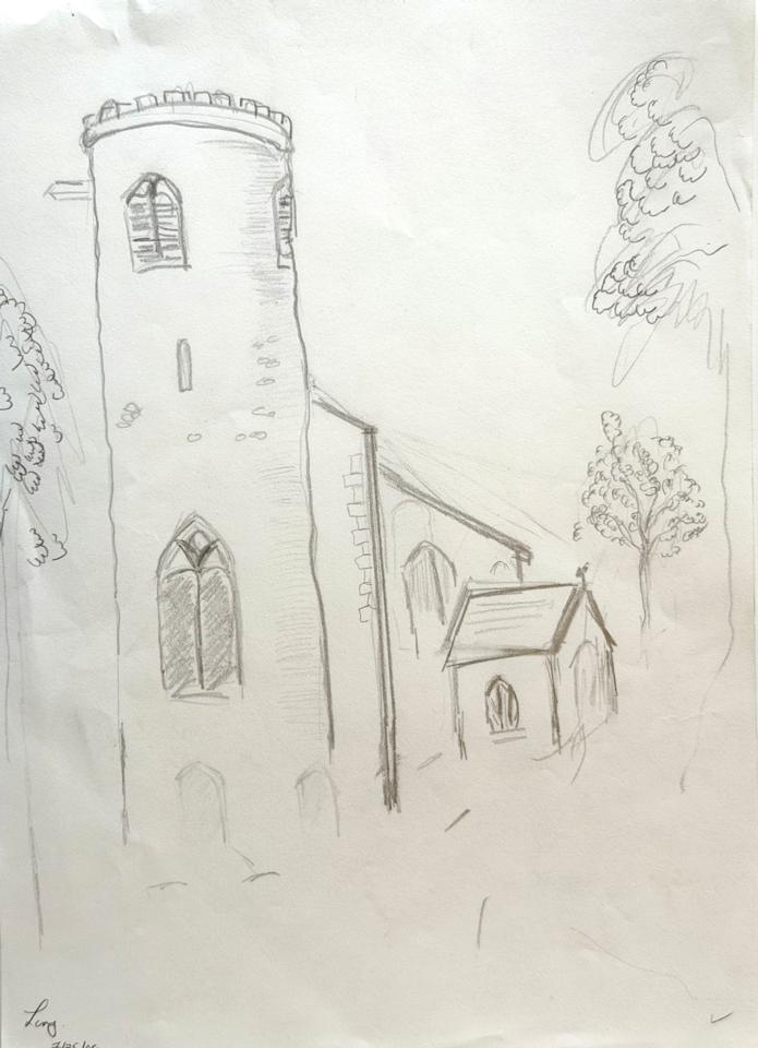 Martha R. Lang - Sketches - Church at Morningthrope Manor