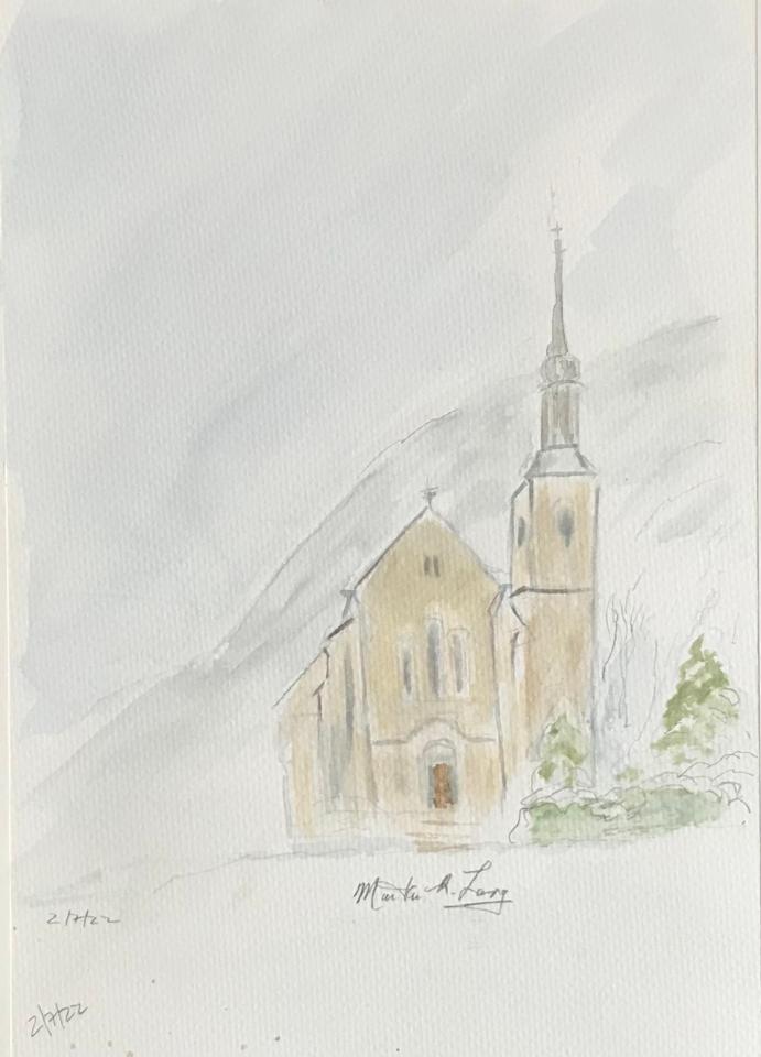 Martha R. Lang - Watercolors - Church in Chamonix