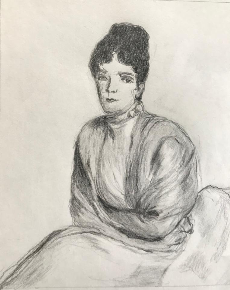 Martha R. Lang - Sketches - Lady with Black Hair