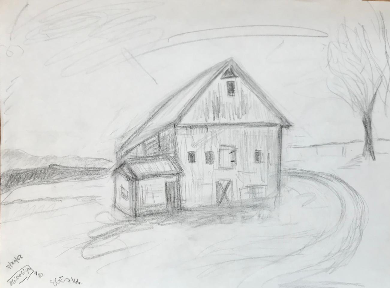 Martha R. Lang - Sketches - Barn in Charlotte 