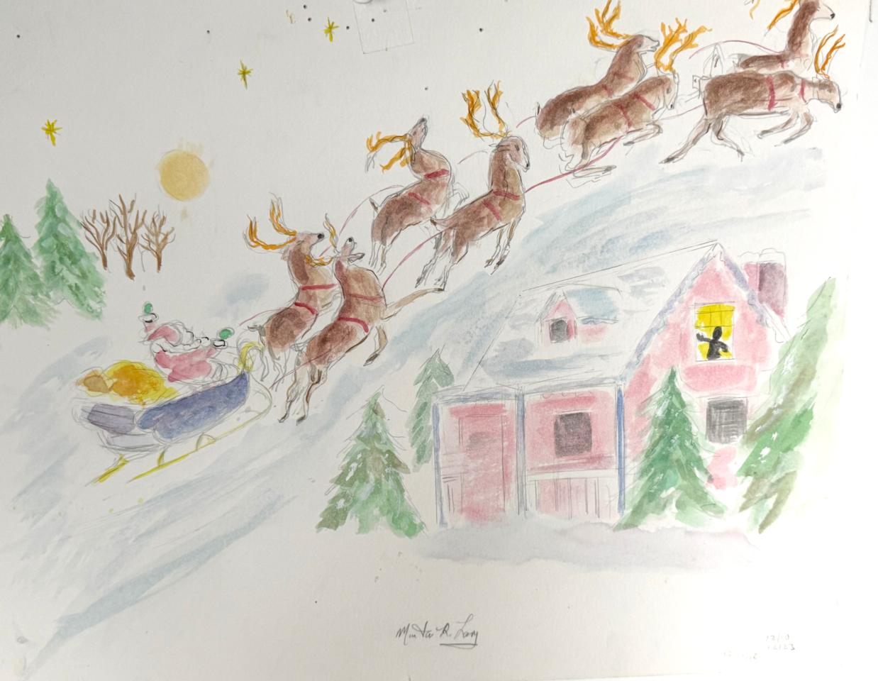 Martha R. Lang - Watercolors - Santa