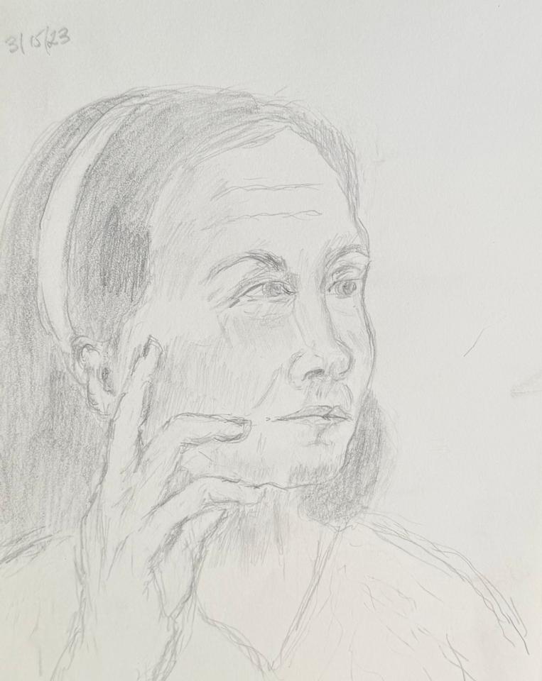 Martha R. Lang - Sketches - Lady with Hand