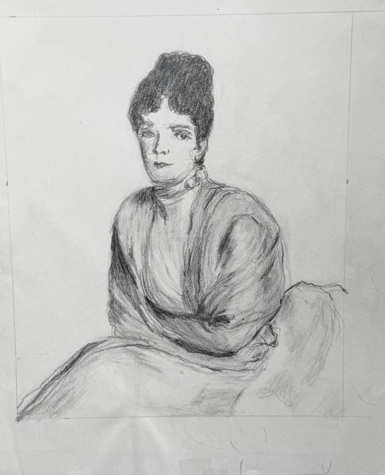 Martha R. Lang - Sketches - Lady with Black Hair