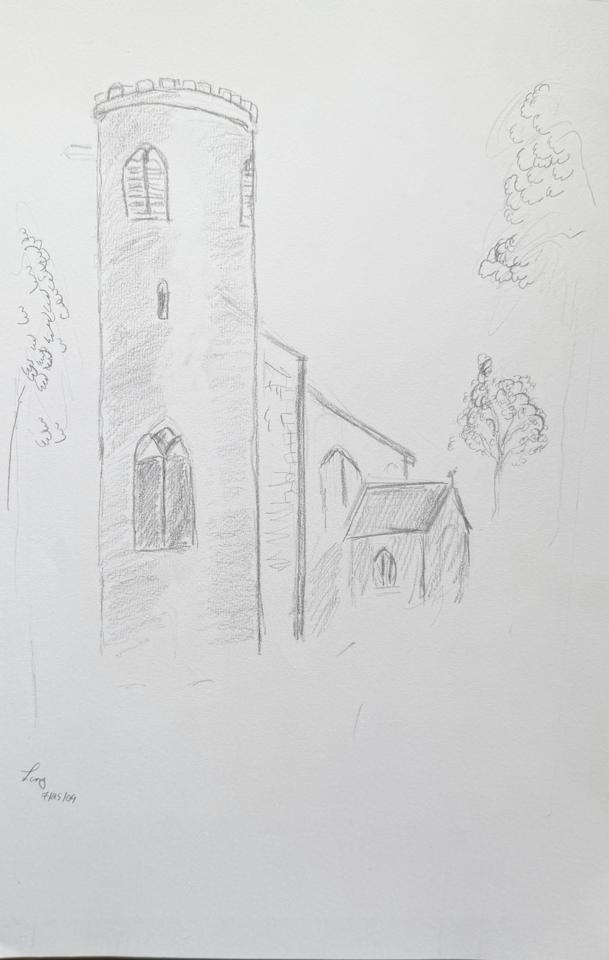 Martha R. Lang - Sketches - Church at Morningthorp Manor