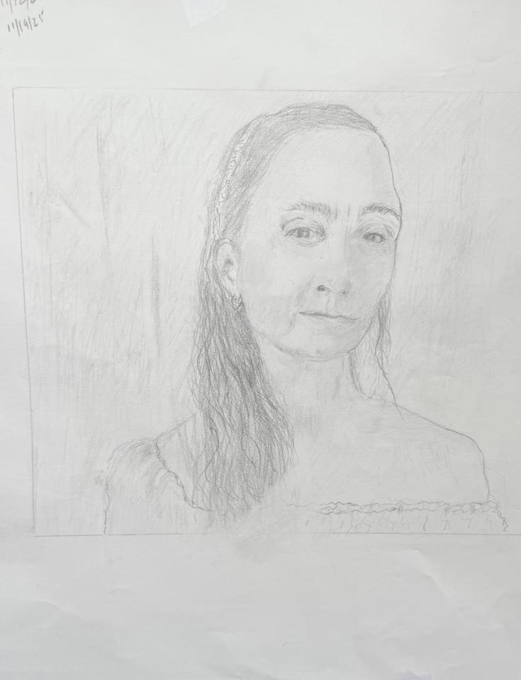 Martha R. Lang - Sketches - Lady with Long Black Hair