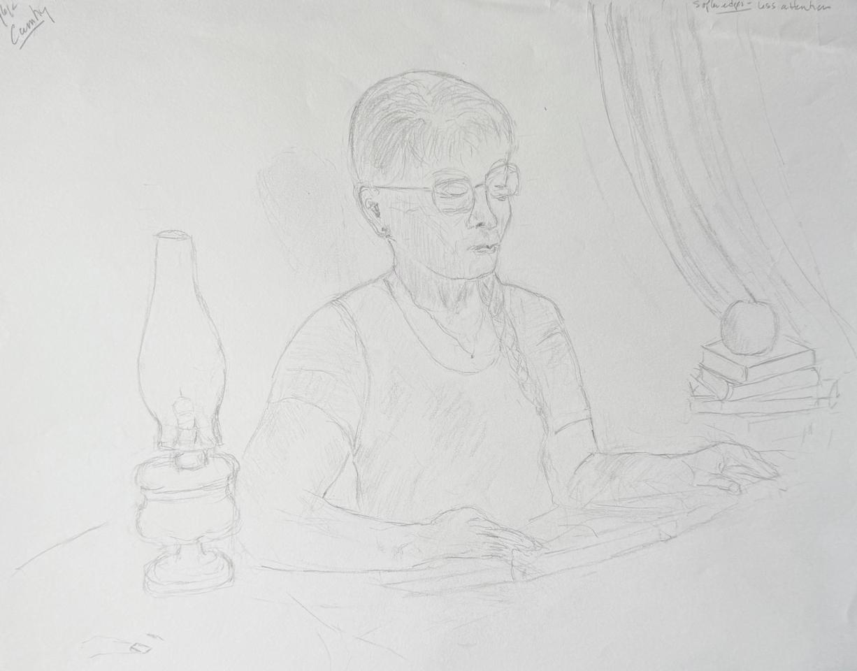 Martha R. Lang - Sketches - Lady Reading a Book