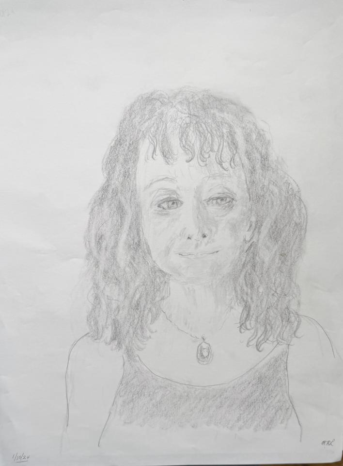 Martha R. Lang - Sketches - Lady with Curly Hair