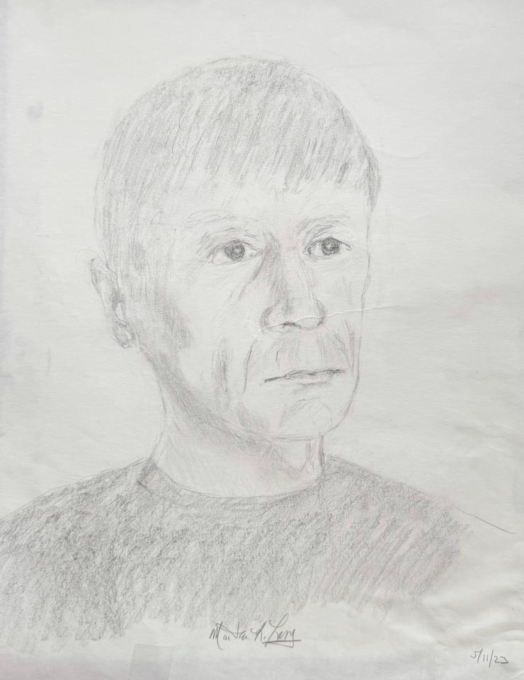 Martha R. Lang - Sketches - Man Gazing into Distance