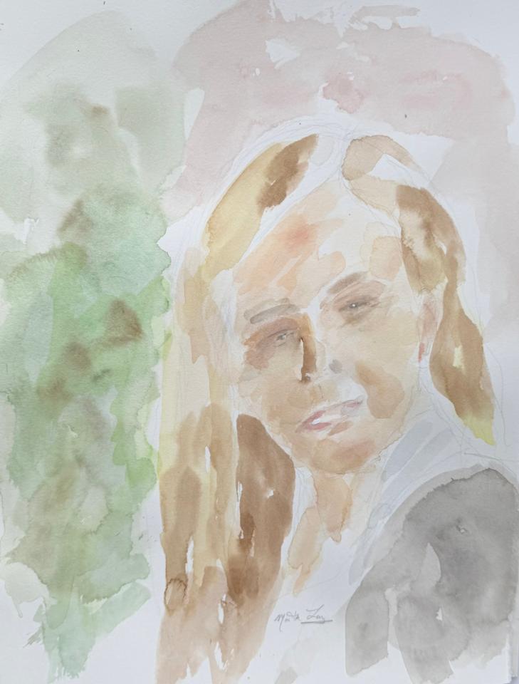 Martha R. Lang - Watercolors - Lady with Long Hair
