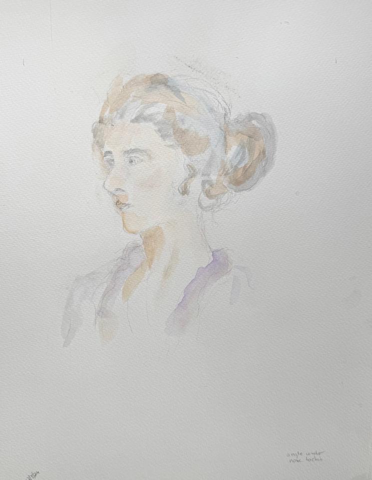 Martha R. Lang - Watercolors - Lady with Hair Bun