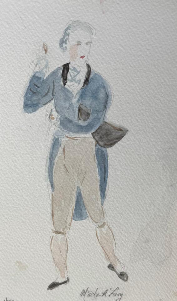 Martha R. Lang - Watercolors - Gentleman in Blue Coat
