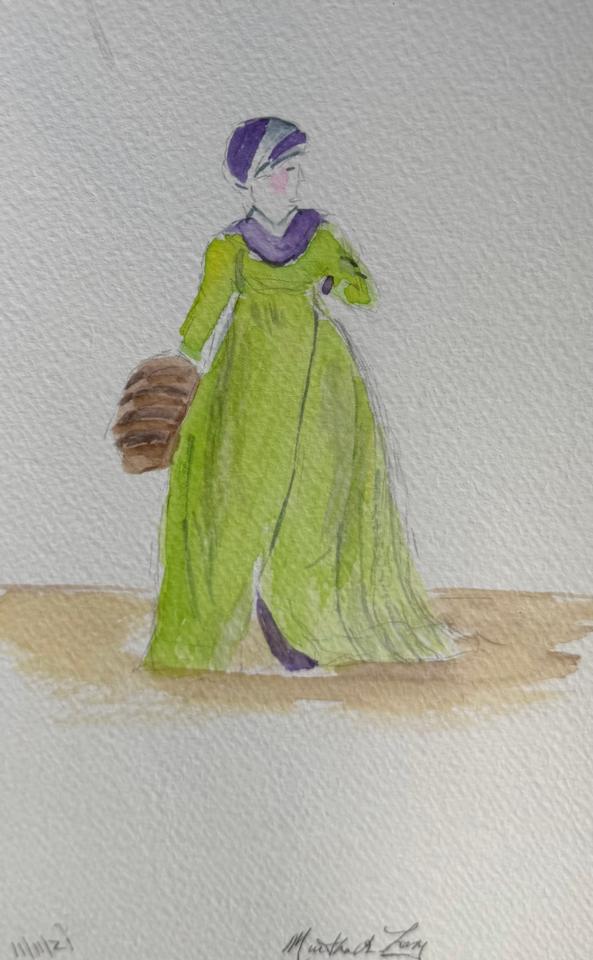 Martha R. Lang - Watercolors - Lady Wearing a Green Dress