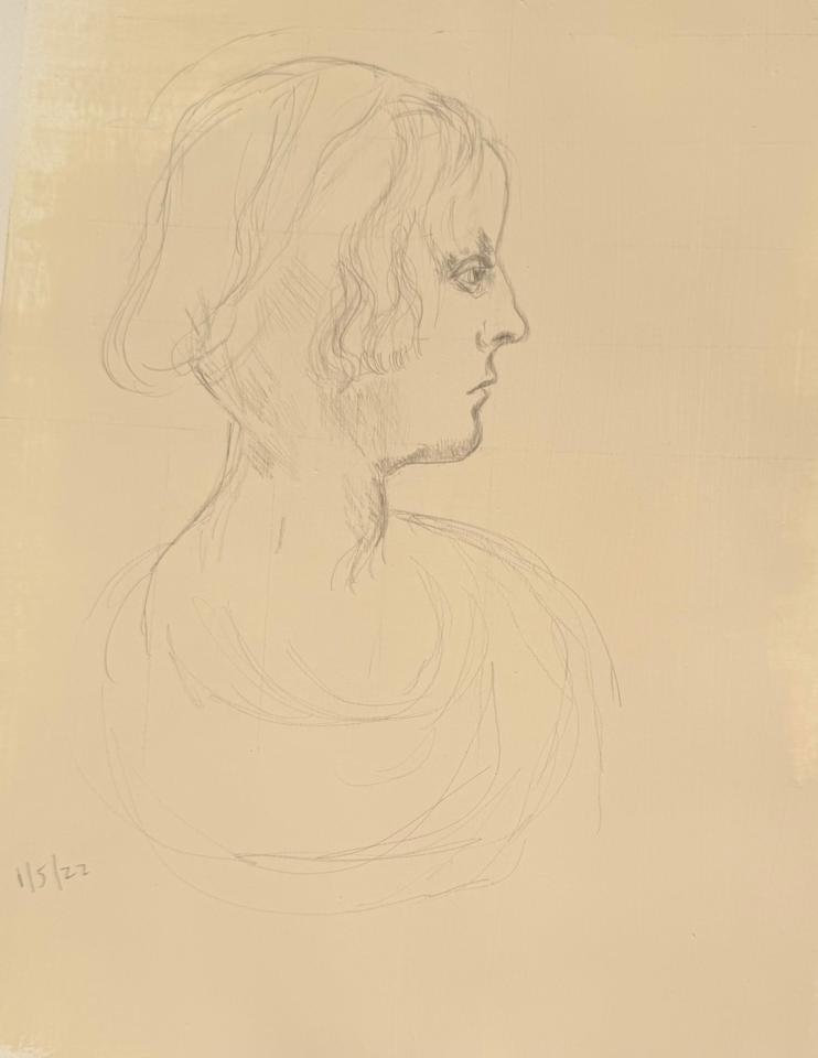Martha R. Lang - Sketches - Profile of Lady Done in Silverpoint