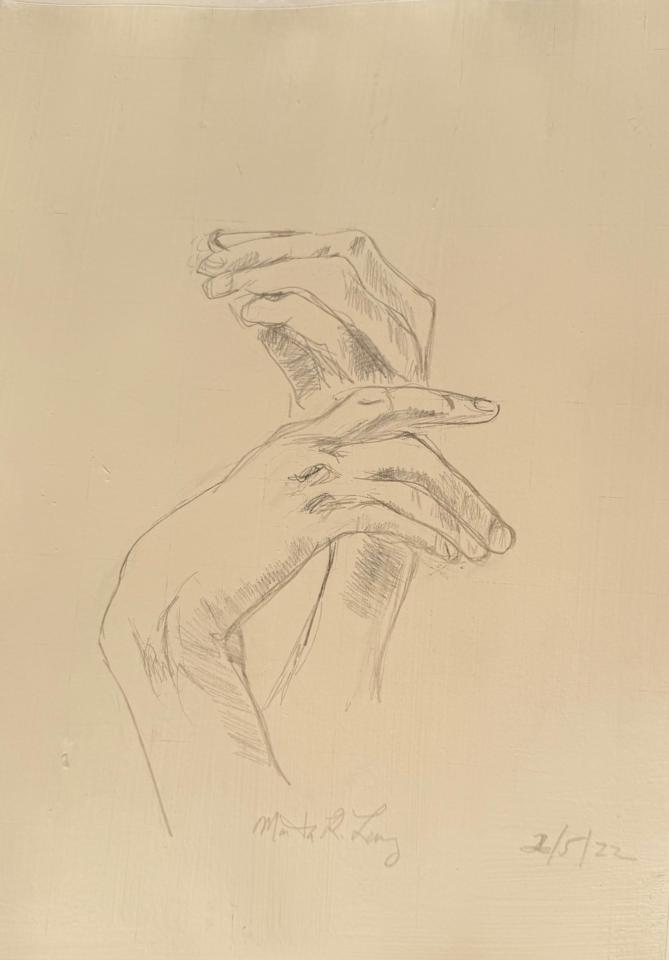 Martha R. Lang - Sketches - Two Hands Done in Silverpoint