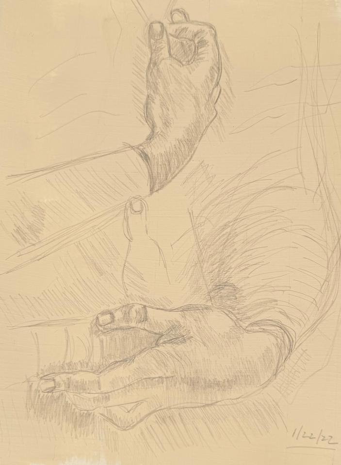 Martha R. Lang - Sketches - Three Hands Done in Silverpoint