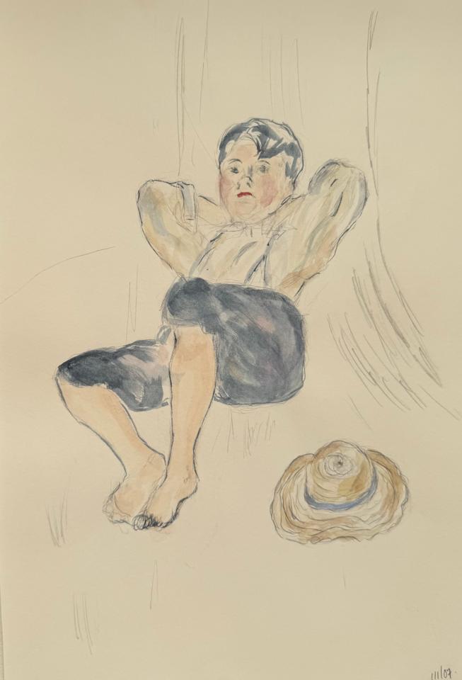Martha R. Lang - Watercolors - Young Boy Resting