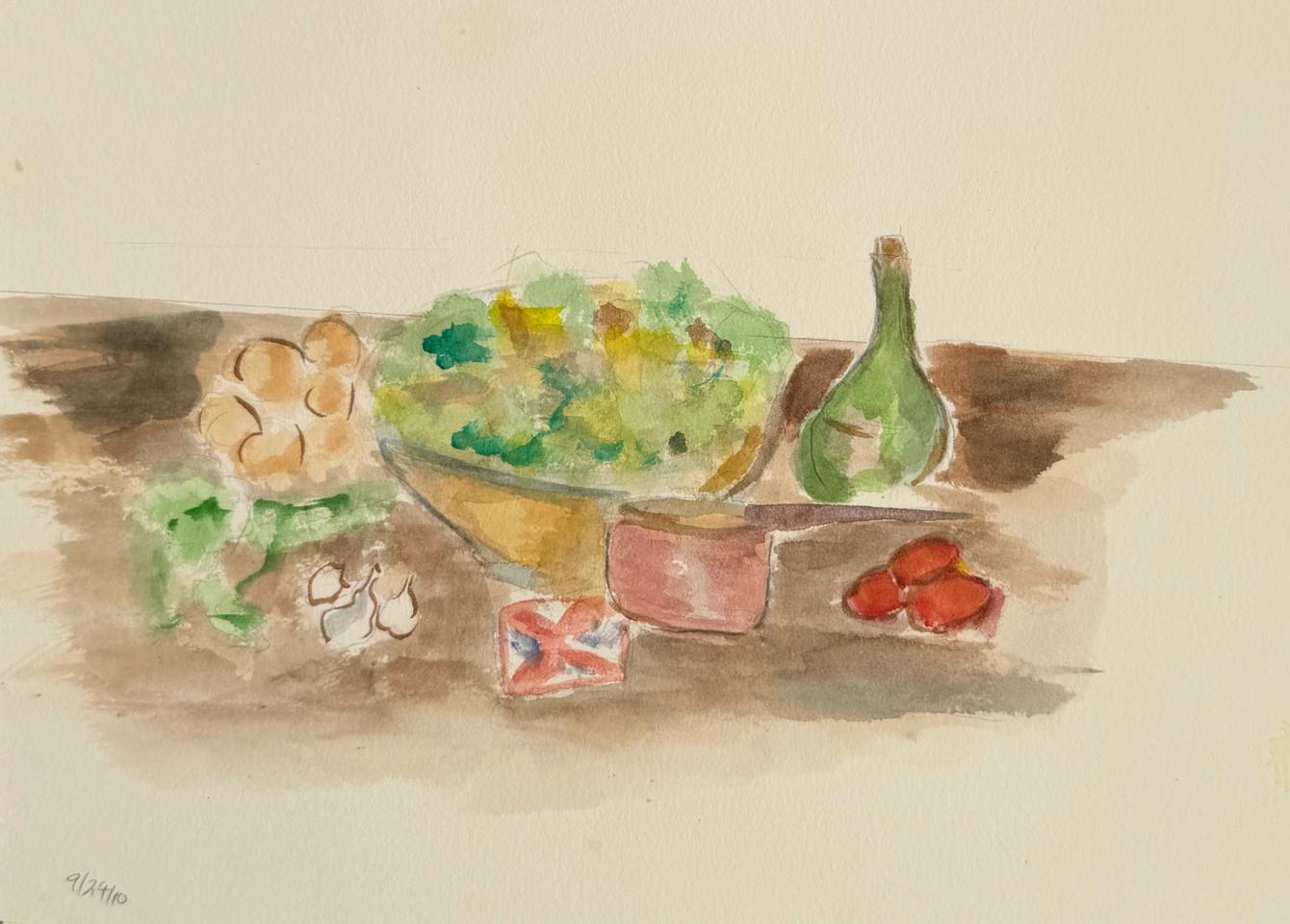 Martha R. Lang - Watercolors - Green Salad in a Bowel