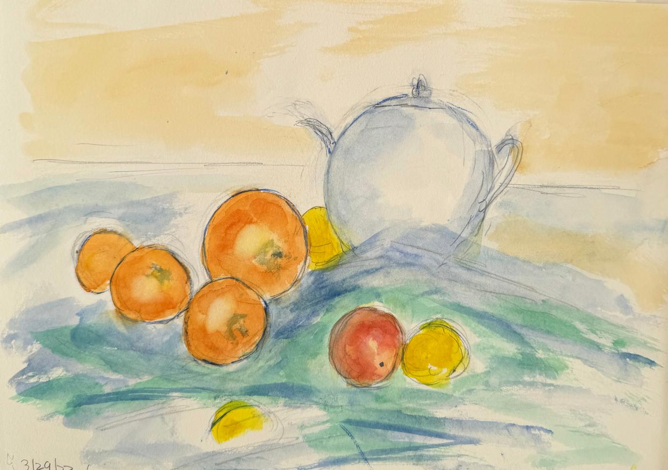 Martha R. Lang - Watercolors - Oranges and Tea Pot
