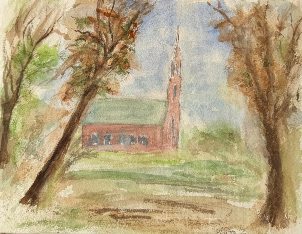 Martha R. Lang - Watercolors - Brick Church