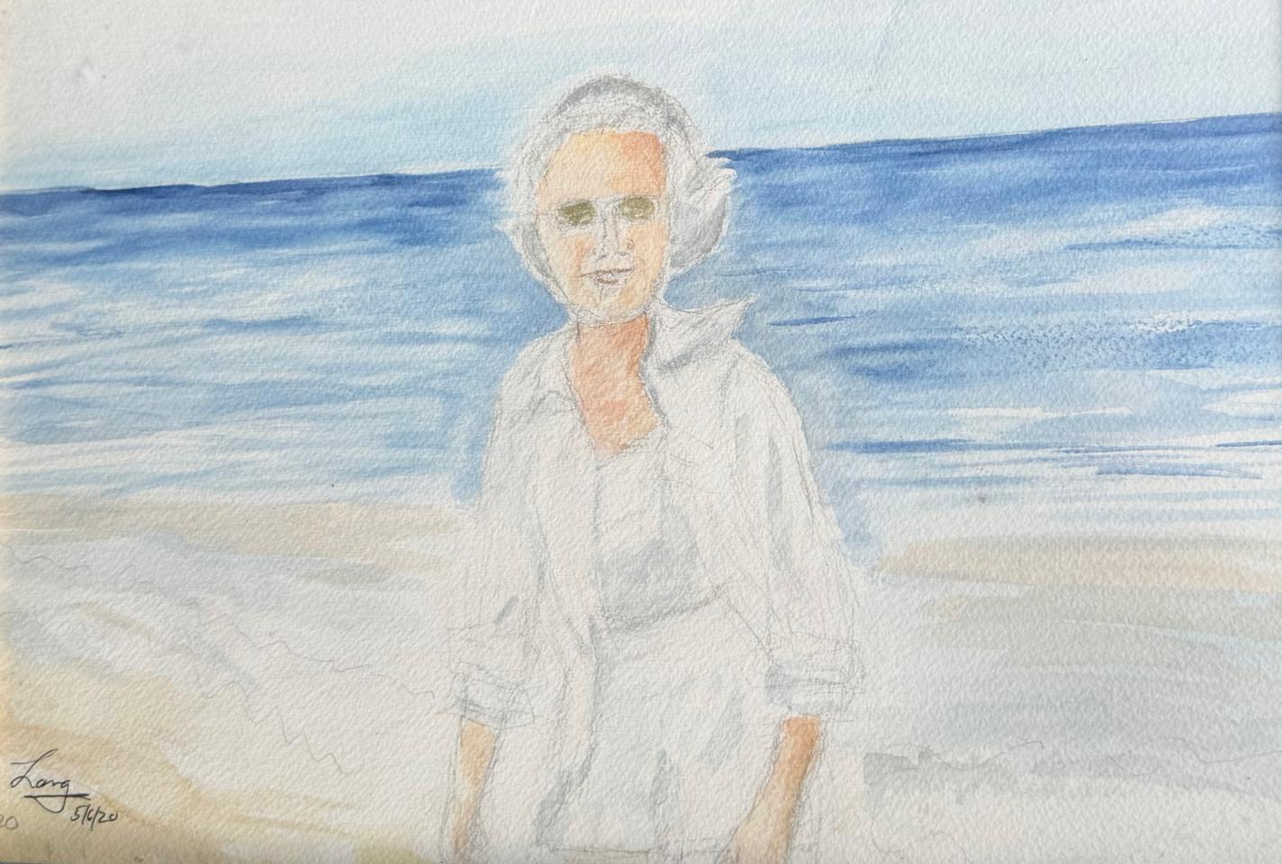 Martha R. Lang - Watercolors - Lady at the Beach