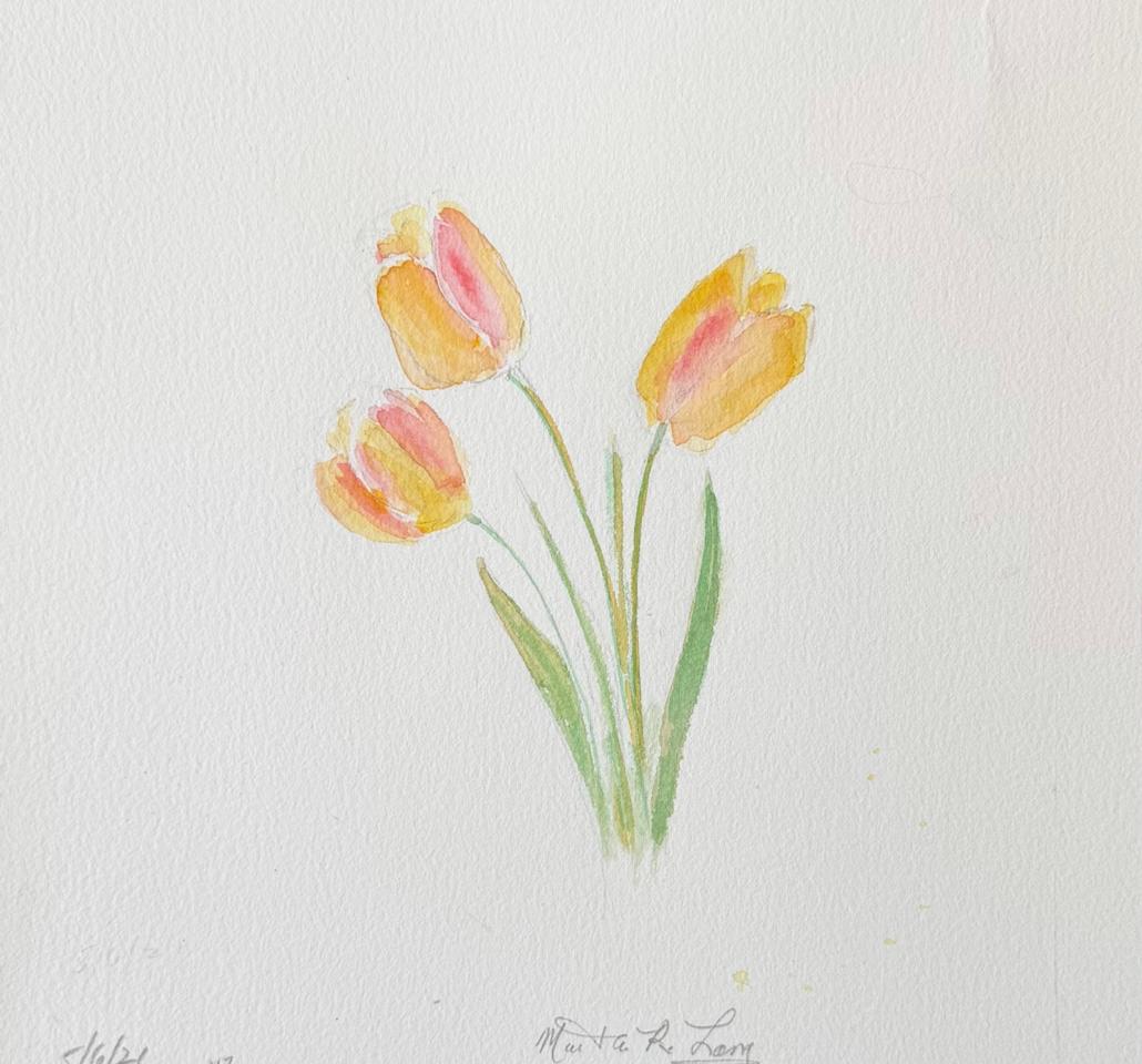 Martha R. Lang - Watercolors - Three Tulips